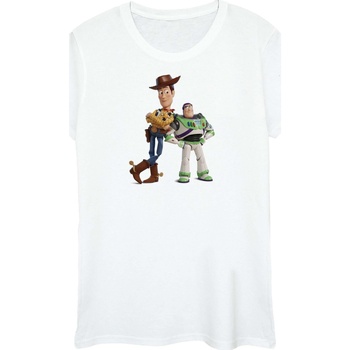 Abbigliamento Donna T-shirts a maniche lunghe Disney Toy Story Buzz And Woody Standing Bianco