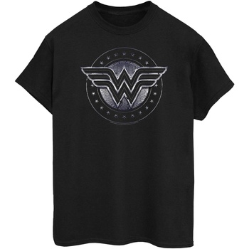 Abbigliamento Donna T-shirts a maniche lunghe Dc Comics Wonder Woman Star Shield Nero
