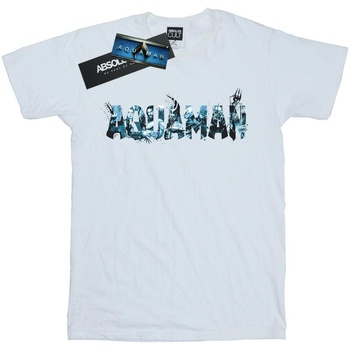 Abbigliamento Donna T-shirts a maniche lunghe Dc Comics Aquaman Text Logo Bianco