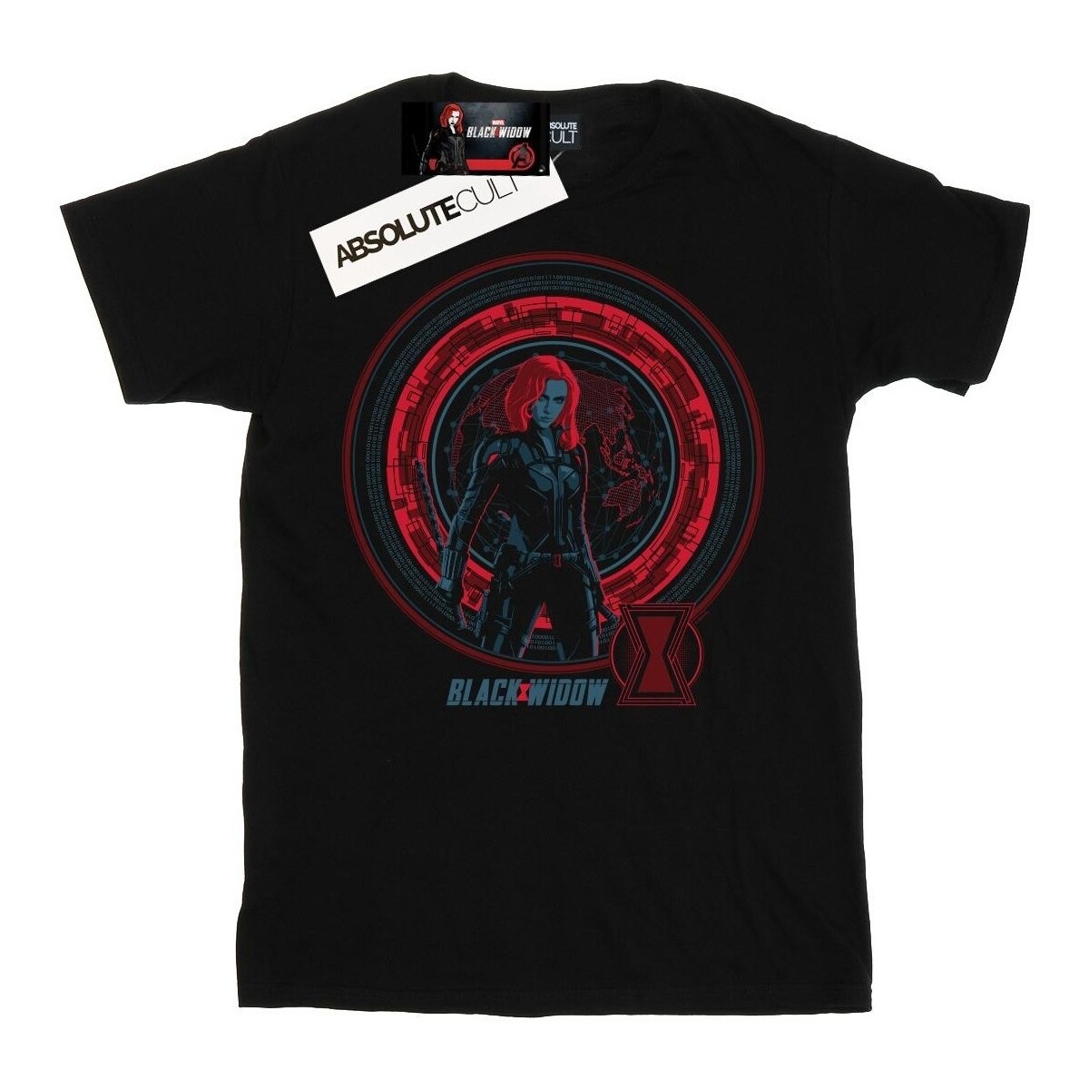 Abbigliamento Donna T-shirts a maniche lunghe Marvel Black Widow Movie Computer Globe Nero