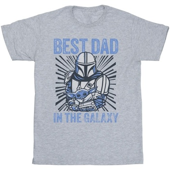 Abbigliamento Uomo T-shirts a maniche lunghe Disney Mandalorian Best Dad Galaxy Grigio