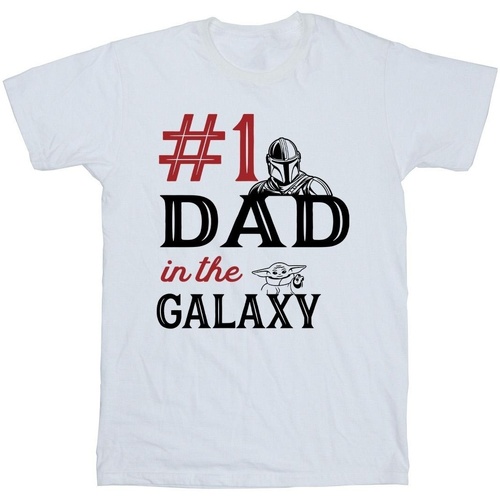 Abbigliamento Uomo T-shirts a maniche lunghe Disney Mandalorian Number One Dad Bianco