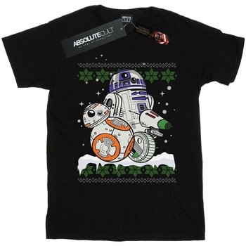 Abbigliamento Uomo T-shirts a maniche lunghe Disney The Rise Of Skywalker Rolling This Christmas Nero