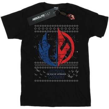 Abbigliamento Uomo T-shirts a maniche lunghe Disney The Rise Of Skywalker Christmas Split Symbol Nero