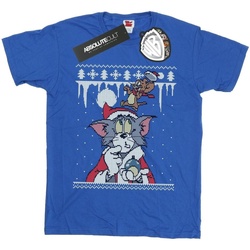 Abbigliamento Uomo T-shirts a maniche lunghe Dessins Animés Christmas Fair Isle Blu