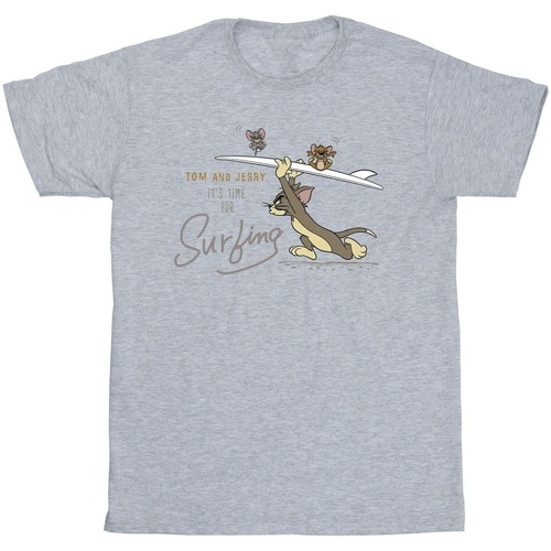 Abbigliamento Uomo T-shirts a maniche lunghe Dessins Animés It's Time For Surfing Grigio