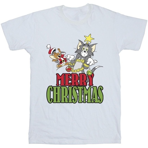 Abbigliamento Uomo T-shirts a maniche lunghe Dessins Animés Merry Christmas Baubles Bianco