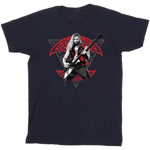 Abbigliamento Uomo T-shirts a maniche lunghe Marvel Thor Love And Thunder Solo Guitar Blu