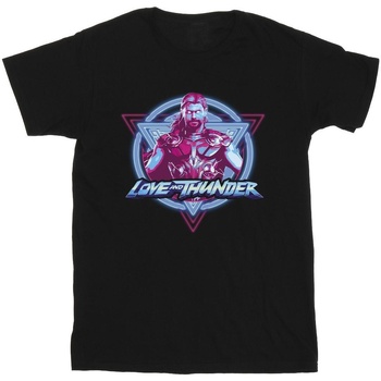 Abbigliamento Uomo T-shirts a maniche lunghe Marvel Thor Love And Thunder Neon Badge Nero
