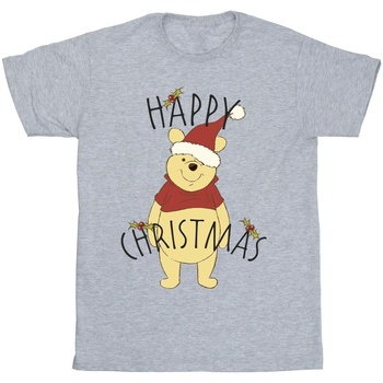 Abbigliamento Uomo T-shirts a maniche lunghe Disney Winnie The Pooh Happy Christmas Holly Grigio