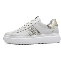 Scarpe Donna Sneakers NeroGiardini Velvet Osso 0100 T.Glitter Gr.910/625 T.Brill Plat Bianco