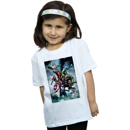 Abbigliamento Bambina T-shirts a maniche lunghe Marvel Avengers Team Montage Bianco