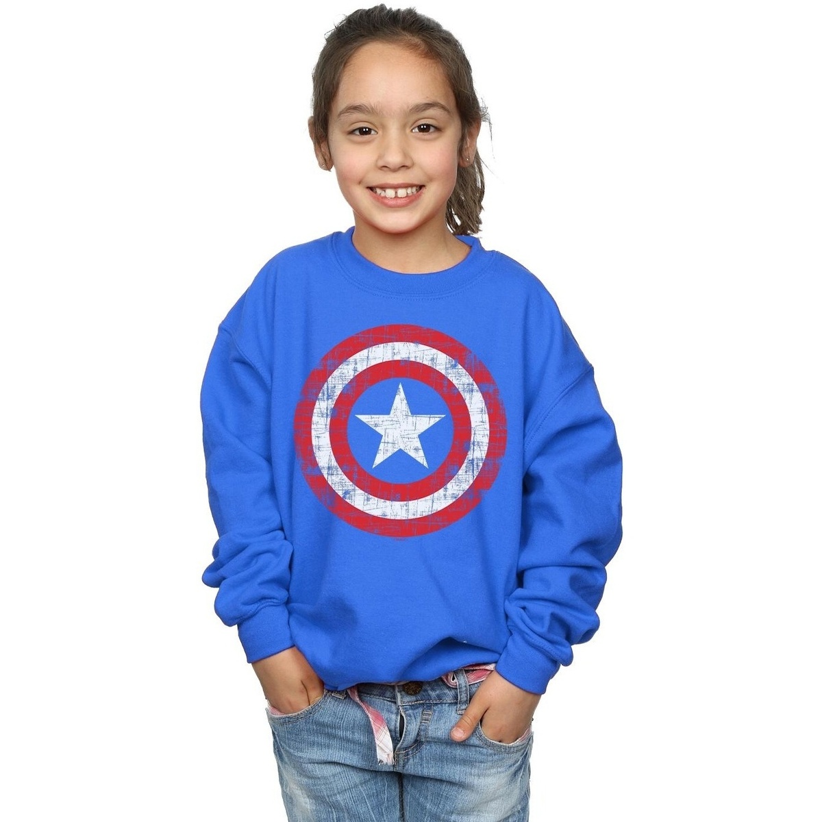 Abbigliamento Bambina Felpe Marvel Avengers Captain America Scratched Shield Blu