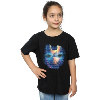 Abbigliamento Bambina T-shirts a maniche lunghe Marvel Iron Man Distressed Head Nero
