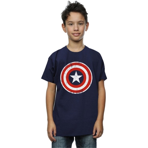 Abbigliamento Bambino T-shirt maniche corte Marvel Captain America Cracked Shield Blu