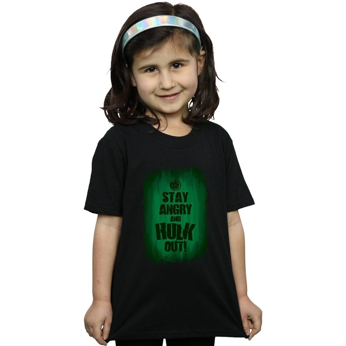 Abbigliamento Bambina T-shirts a maniche lunghe Marvel Hulk Stay Angry Nero