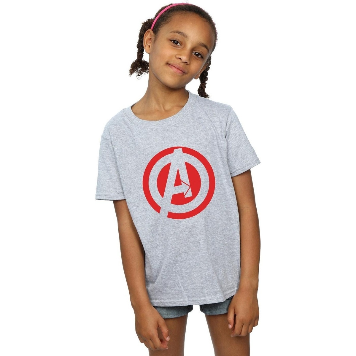 Abbigliamento Bambina T-shirts a maniche lunghe Marvel Avenegers Assemble Solid A Logo Grigio