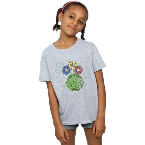 Abbigliamento Bambina T-shirts a maniche lunghe Marvel Hulk Flower Fist Grigio