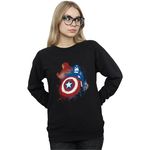 Abbigliamento Donna Felpe Marvel Captain America Civil War Painted Vs Iron Man Nero