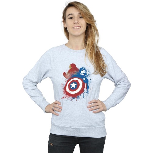 Abbigliamento Donna Felpe Marvel Captain America Civil War Painted Vs Iron Man Grigio