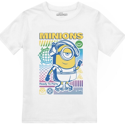Abbigliamento Bambino T-shirts a maniche lunghe Minions Party Poster Bianco