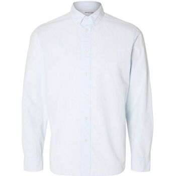 Abbigliamento Uomo Camicie maniche lunghe Selected 16092564 SLIMRICK-POPLIN-LIGHT BLUE Blu