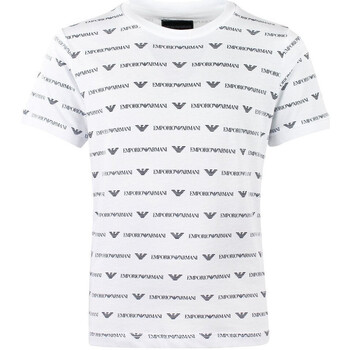Abbigliamento Donna Jeans 3/4 & 7/8 Emporio Armani T-Shirt Stampa Logo All Over 3G4T69 Bianco