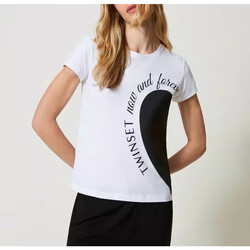 Abbigliamento Donna T-shirt & Polo Twin Set T-SHIRT CON STAMPA A CUORE Bianco