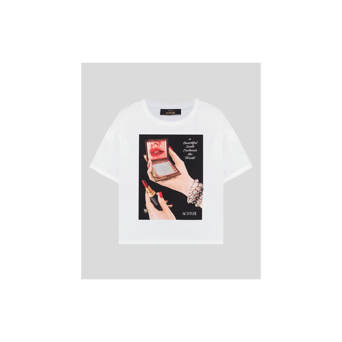 Abbigliamento Donna T-shirt & Polo Twin Set T-SHIRT CON STAMPA E STRASS Bianco