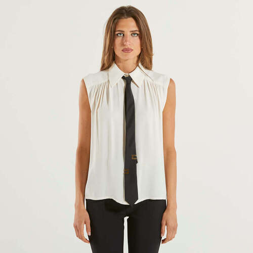 Abbigliamento Donna Camicie Elisabetta Franchi camicia con cravatta lettering Bianco