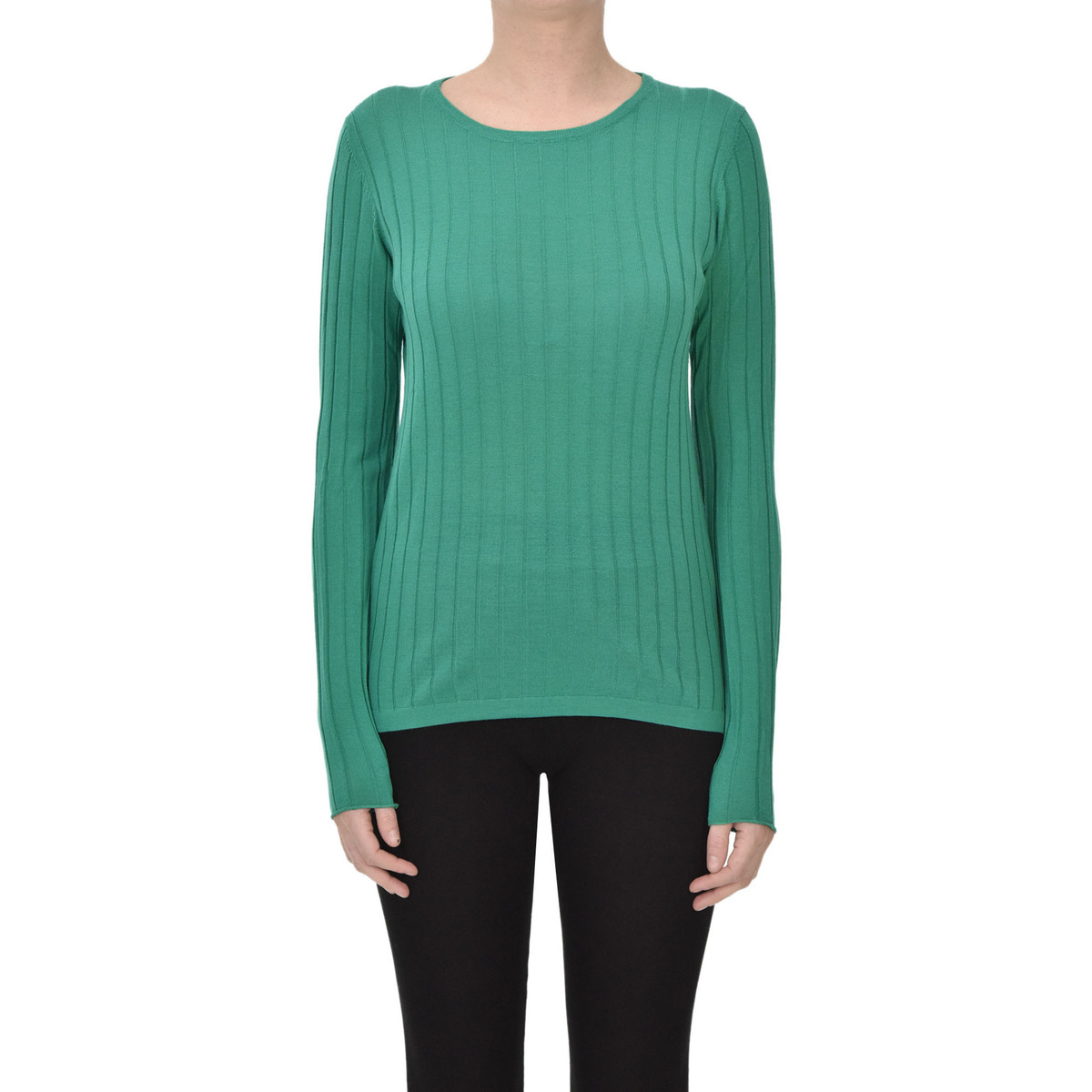 Abbigliamento Donna Maglioni Aragona Pullover in lana a costine MGP00003028AE Verde