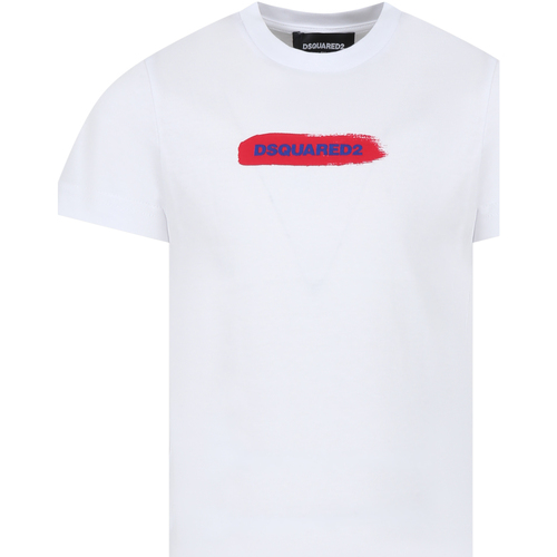 Abbigliamento Bambino T-shirt maniche corte Dsquared DQ2095 D004G D2T1015U DQ100 Bianco