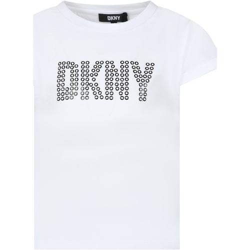 Abbigliamento Bambina T-shirt maniche corte Dkny D60089 10P Bianco