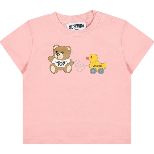 Abbigliamento Bambina T-shirt maniche corte Moschino Kid MVM032 LAA03 50209 Rosa
