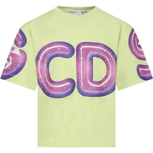 Abbigliamento Unisex bambino T-shirt maniche corte Gcds DRM002 LAA23 30865 Verde