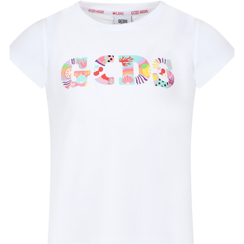 Abbigliamento Bambina T-shirt maniche corte Gcds DDM00D LBA10 10101 Bianco