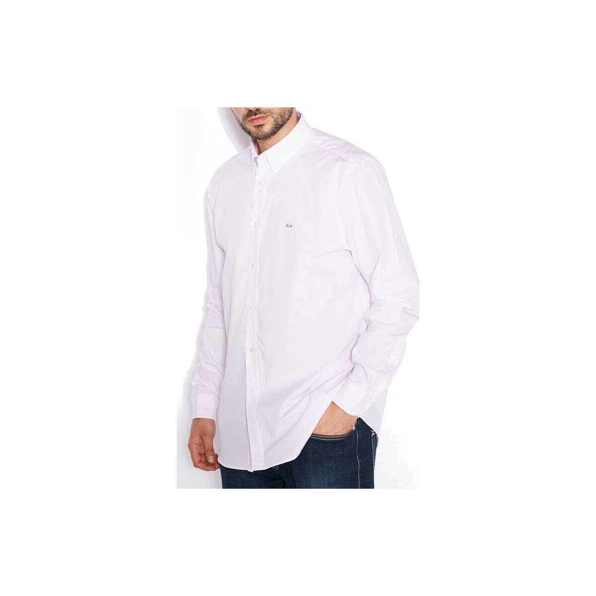Abbigliamento Uomo Camicie maniche lunghe Lacoste CH8737 Bianco