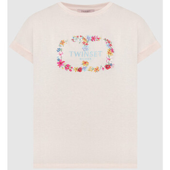Abbigliamento Donna T-shirt & Polo Twin Set T-SHIRT CON LOGO E RICAMO Rosa