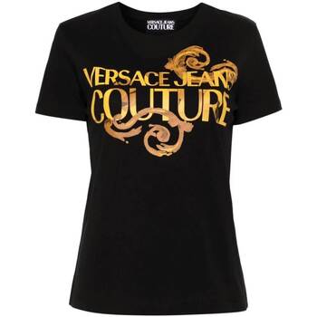Abbigliamento Donna T-shirt maniche corte Versace Jeans Couture LOGO WATERCOLOR T-SHIRT Nero