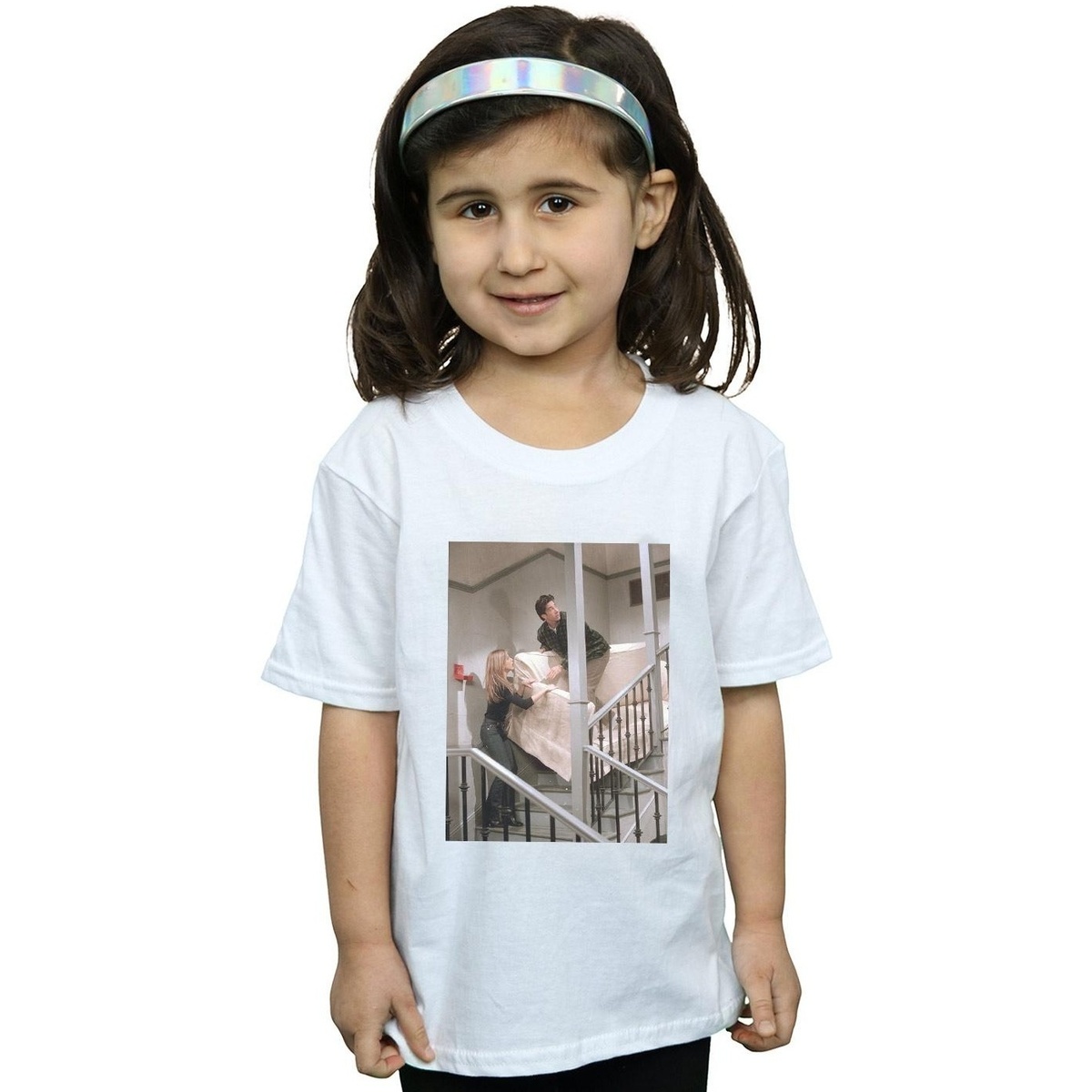 Abbigliamento Bambina T-shirts a maniche lunghe Friends Sofa Stairs Photo Bianco