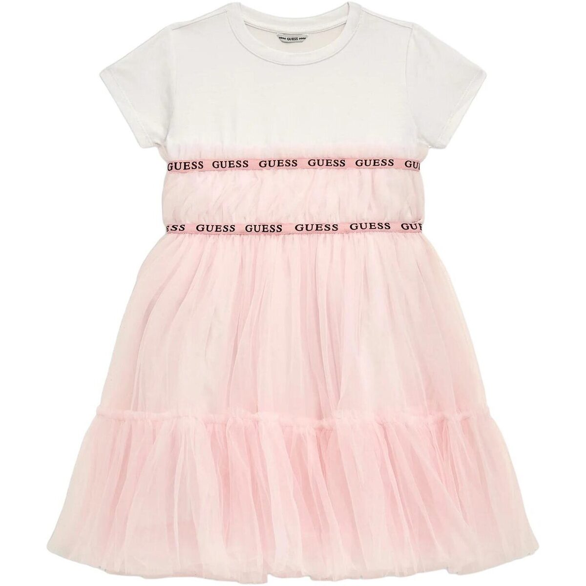 Abbigliamento Bambina Abiti lunghi Guess MIXED FABRIC DRESS Rosa