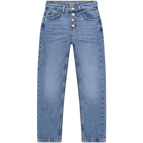 Abbigliamento Bambina Jeans Guess DENIM MUM FIT EXPOSED BUTTON Blu