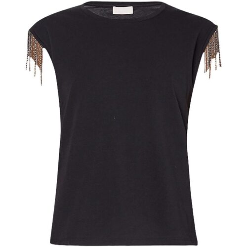 Abbigliamento Donna T-shirt maniche corte Liu Jo T-SHIRT CON APPLICAZIONI Nero