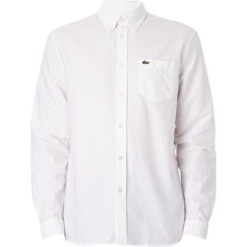 Abbigliamento Uomo Camicie maniche lunghe Lacoste Camicia con taschino sul petto Bianco