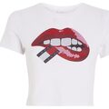 Image of T-shirt Tommy Jeans TJW SLIM CROP WASHED TJ LIPS TEE