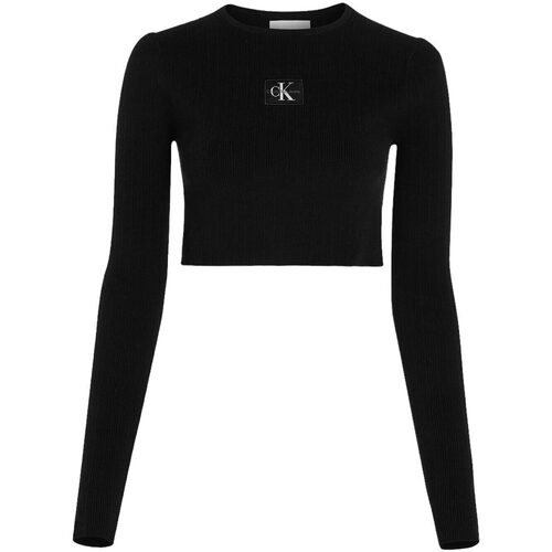 Abbigliamento Donna T-shirts a maniche lunghe Calvin Klein Jeans VARIEGATED RIB EASY SWEATER Nero