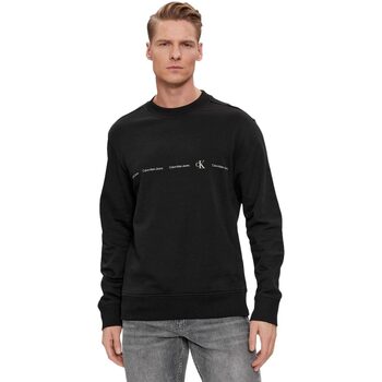 Abbigliamento Uomo T-shirts a maniche lunghe Calvin Klein Jeans LOGO REPEAT CREW NECK Nero