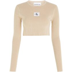 Abbigliamento Donna T-shirts a maniche lunghe Calvin Klein Jeans VARIEGATED RIB EASY SWEATER Beige