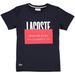 Abbigliamento Bambino T-shirt maniche corte Lacoste TJ3877 Blu