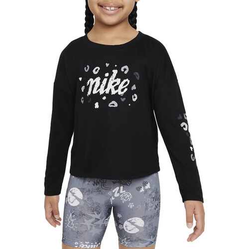 Abbigliamento Bambina T-shirts a maniche lunghe Nike 36J944 Nero